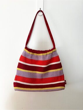 VINTAGE Y2K The Sak Knit Crochet Summer Shoulder Bag Beach Boho StripeColourful